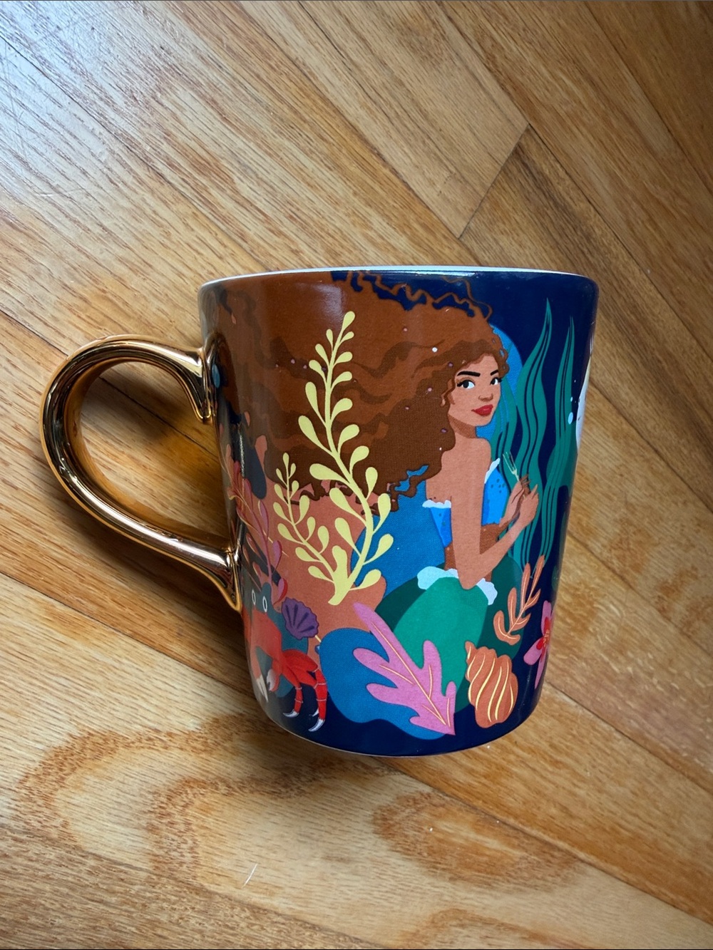 Disney The Little Mermaid Illustrated Ceramic Mug with Gold Handle